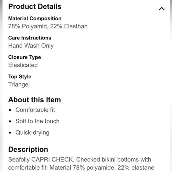 Seafolly Capri Check Hipster Bikini Bottoms - Picture 7 of 7